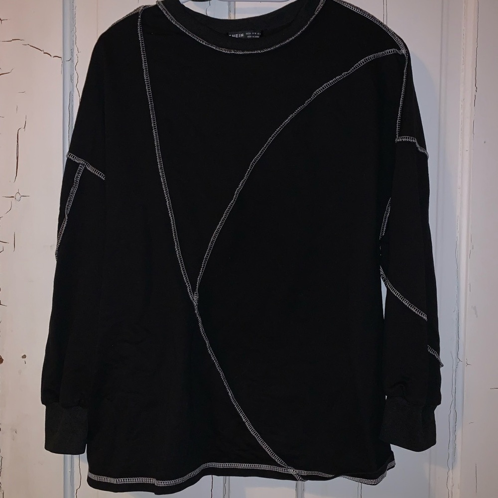 Black shirt with white stitch